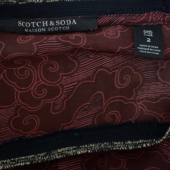 Scotch & Soda Maison Scotch Womens‎ Blouse Sz 2 Maroon Black Sheer Long Sleeve - Picture 3 of 4